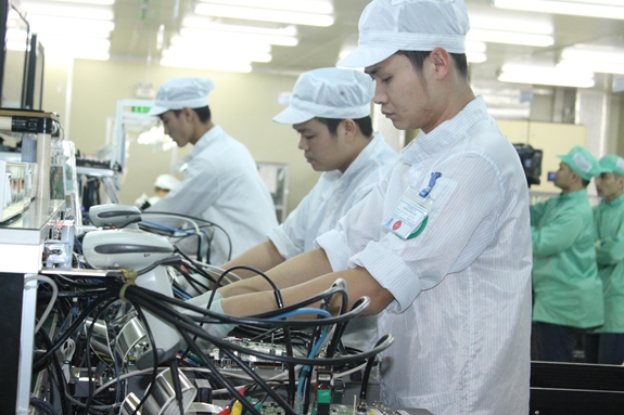 Công ty TNHH 4P sản xuất linh kiện điện tử tại huyện Văn Giang, tỉnh Hưng Yên. Ảnh: Kiên Nguyễn.
